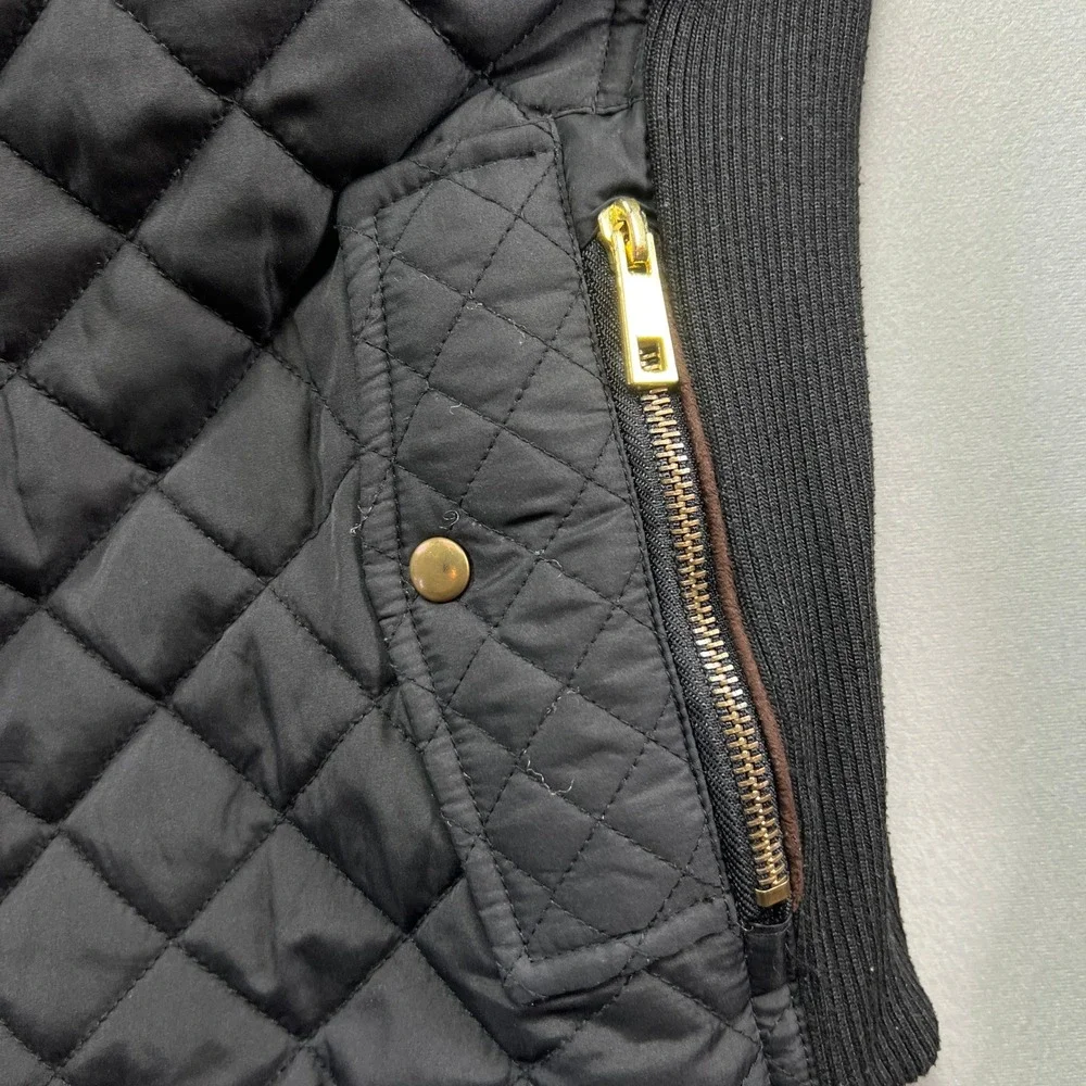 C'EST TOI Bomber Jacket Womens 2XL Black Lined Quilted Ribbed Insulated Full Zip